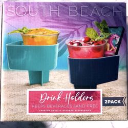 SOUTH BEACH Stick in Sand Drink Holders - Set of 2 - Perfect for The Beach Drink Holder And Phone Holder