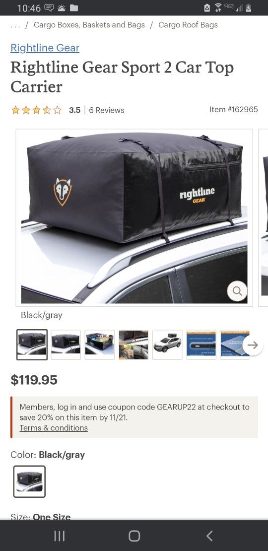 Rightline Gear Sport 2 Rooftop Carrier