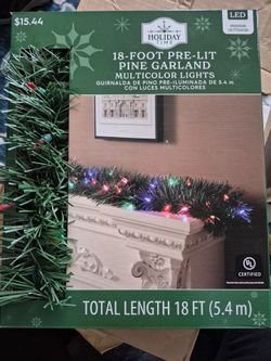 Holiday Time 18-Foot Pre-Lit Pine Garland