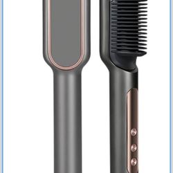 New-Hair Straightener Brush,Straightening Brush for Women with 5Temp Settings, Ring Hair Straightener Comb, 30s Fast Heating, 40 Million Level Anion,