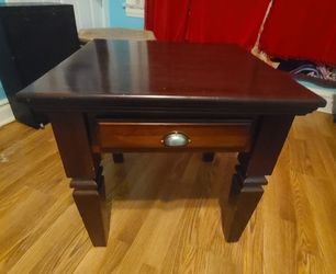 Dark Wood End Table with Drawer
