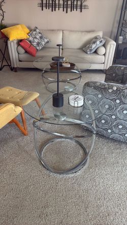 Round Glass Coffee Table with Chrome Base
