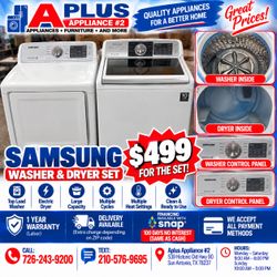 Samsung Top Load Washer and Electric Dryer Set