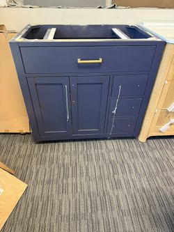 35” Bathroom Vanity In Blue Cabinet Only 