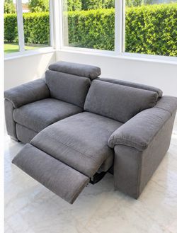 Gray Fabric 2-Seat Recliner Sofa
