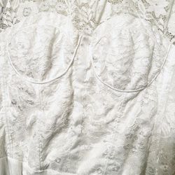 New! White Birch Lace Bodysuit With Bra And Corset In Color White