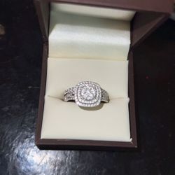 White Gold Engagement Ring+ Wedding Band