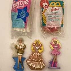Set of 5 - McDonalds Happy Meal Toys-Mattel Barbies- 1990s -2 sealed