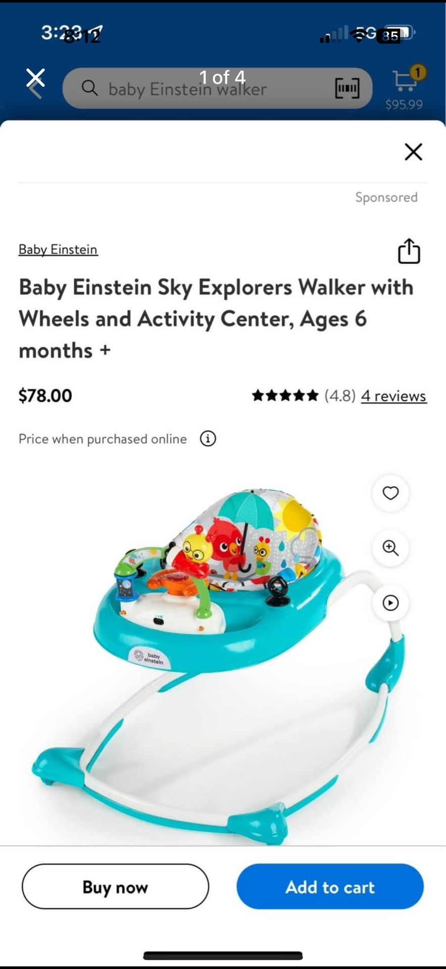 Baby einstein walker with wheels clean and great condition as new. Price negotiable.