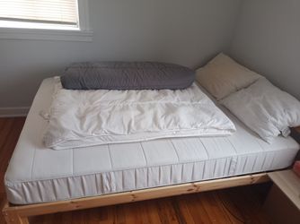 Complete IKEA Bed Set(Neiden frame+mattress+full bedding)