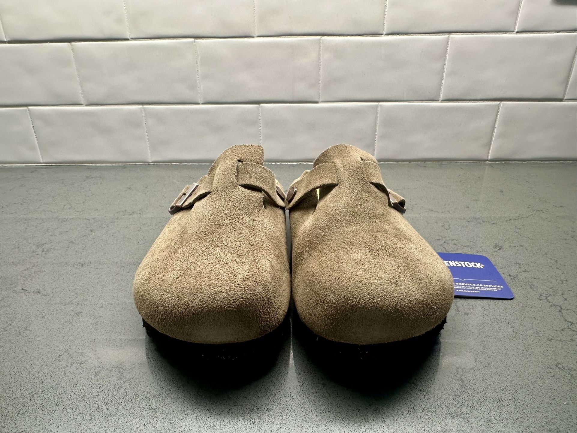 Birkenstock Women's Boston Soft Footbed Suede Taupe Medium/Narrow Fit Size 37