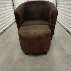 Velvet/Suede Accent Chair and Ottoman