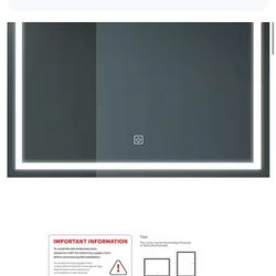 LED Bathroom Mirror 48x32 inch with Front and Backlight, Stepless Dimmable Wall Mirrors with Anti-Fog, Shatter-Proof, Memory, 3 Colors, Double LED Van