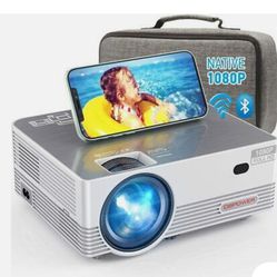 MOOKA Q6 Native 1080P WiFi Bluetooth Projector, Upgraded 8500L HD Video Projector with Carrying Bag, Support 4K & 300' Display, silver