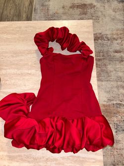 XS Red Ruffle Mini Dress with Scrunchie Straps