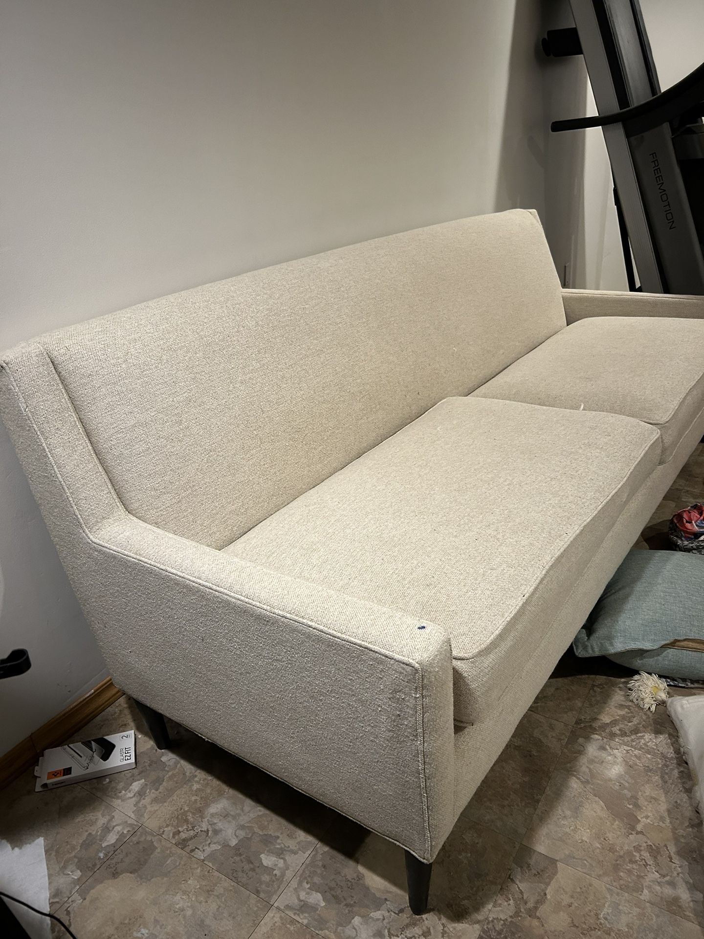 Large Ivory Woven Modern Sofa 