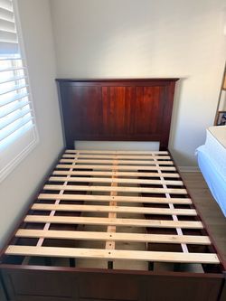 Cherry Wood Bed Frame with Storage Drawers