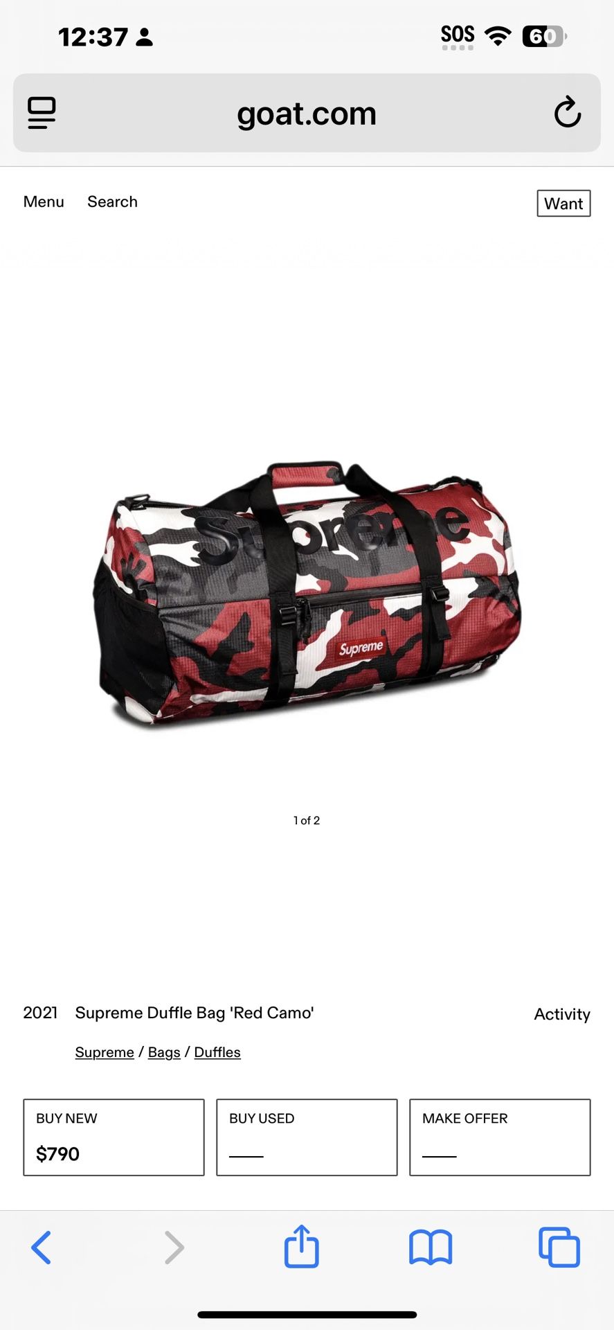 Supreme Red Army Duffle Bag