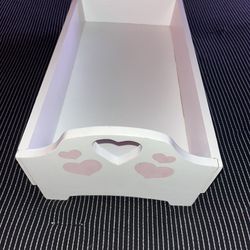 Vintage Doll Bed, White with Pink Hearts on Ends! 20 Inches Length by a bit over 10.5 Inches Wide.