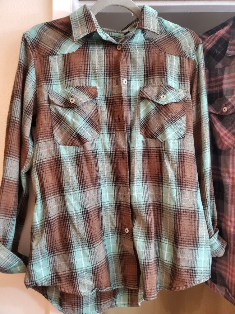 Two Women's Medium Flannel Shirts