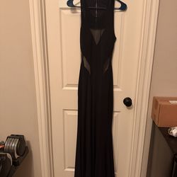 Long backless black dress