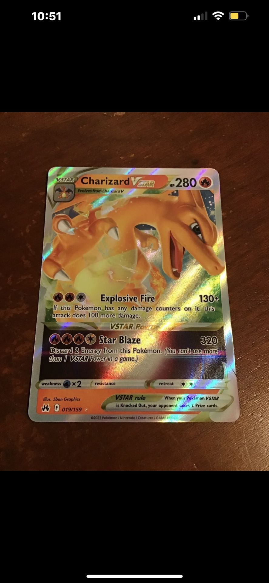 Charizard Vstar 19/159 Holo Ultra Rare Pokemon Crown Zenith NM/M Never Played