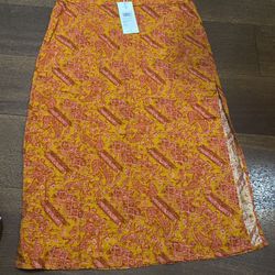 Woman’s Paisley Print Long Skirt With Side Slit Size 4 By Rhythm NWTS 