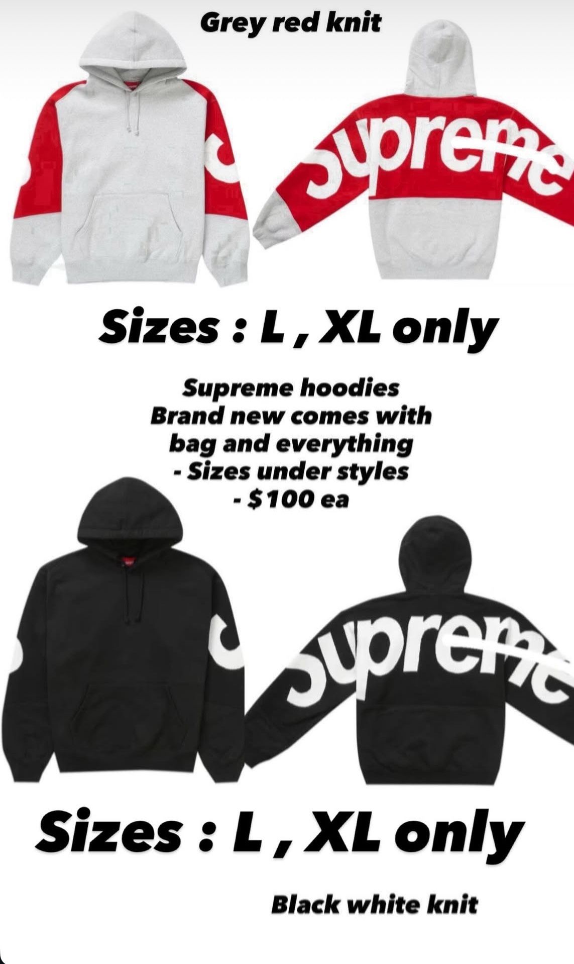 Supreme Hoodie Red And Gray Knit