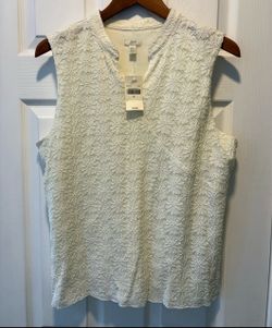Brand New J.Jill White Lace Sleeveless Top Size L Name Brand NWT