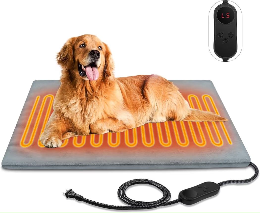 Large Pet Heating Pads for Dogs & Cats Outdoor, 35.4*23.6inches Dog Cat Heating Pad Bed Outdoor Waterprooof, Warming Heated Cat Dog Bed Blanket Outsid