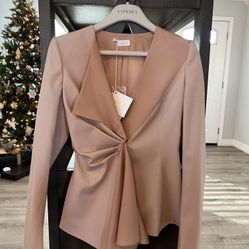 La Perla | Blush virgin wool asymmetrical flared jacket