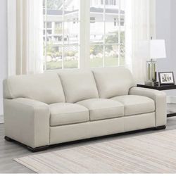 Cream, leather sofa, new