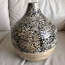 Pier 1 Import Vase Black and White Crackle Finish