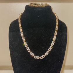 8mm 22inch Gold Iced Out Moissanite Diamond VVS1 Infinity Chain With Bracelet Set