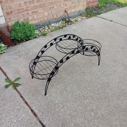 Vintage Heavy Duty Metal 3 Planter Pots Holder Stand Yard Decor 