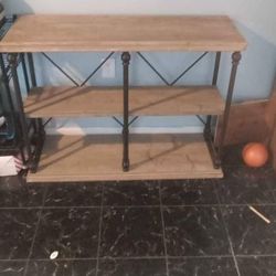 INDUSTRIAL STYLE METAL AND WOOD CONSOLE TABLE