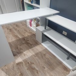 HOMCOM 55" 360° Rotating Modern L-Shaped Computer Desk