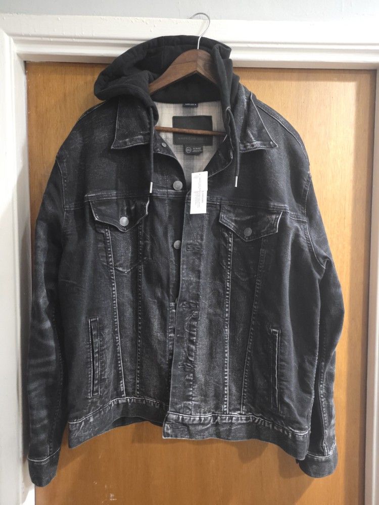 Men's American Eagle Denim Hoodie Flex Trucker Jacket