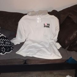 Victoria Secret Pink White Hoody Xl