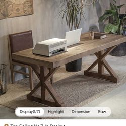 Rustic Farmhouse Wooden Office Desk In Natural With Trestle 