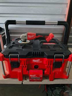 Milwaukee Pack-Out Box, 2 Insert Tray Organizers, And Paddle Grinder Tool..