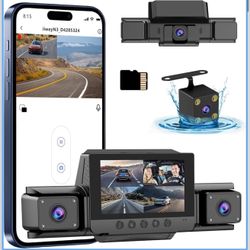 New 4 Channel Dash Cam 360° View,4K Front and Rear Inside Left Right,Full HD Dash Camera for Cars,Included 32GB Card,Built-in 5G WiFi GPS & APP Contro