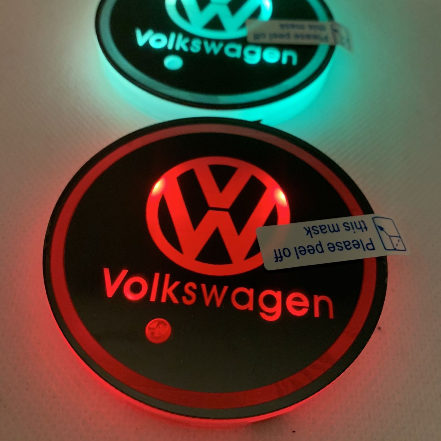 2pcs (LED) Car Cup Holder Lights Coaster 7 Colors Changing USB Charging Mat LED Interior
