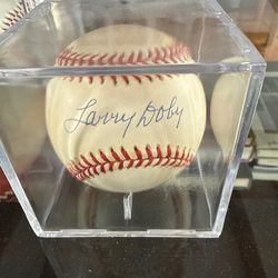 Larry Dobby Signed Ball. Case Kept $125.00