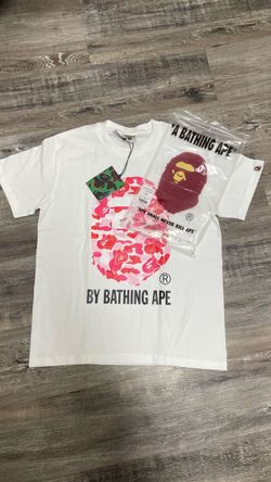 bape t-shirt pink with tags and bag