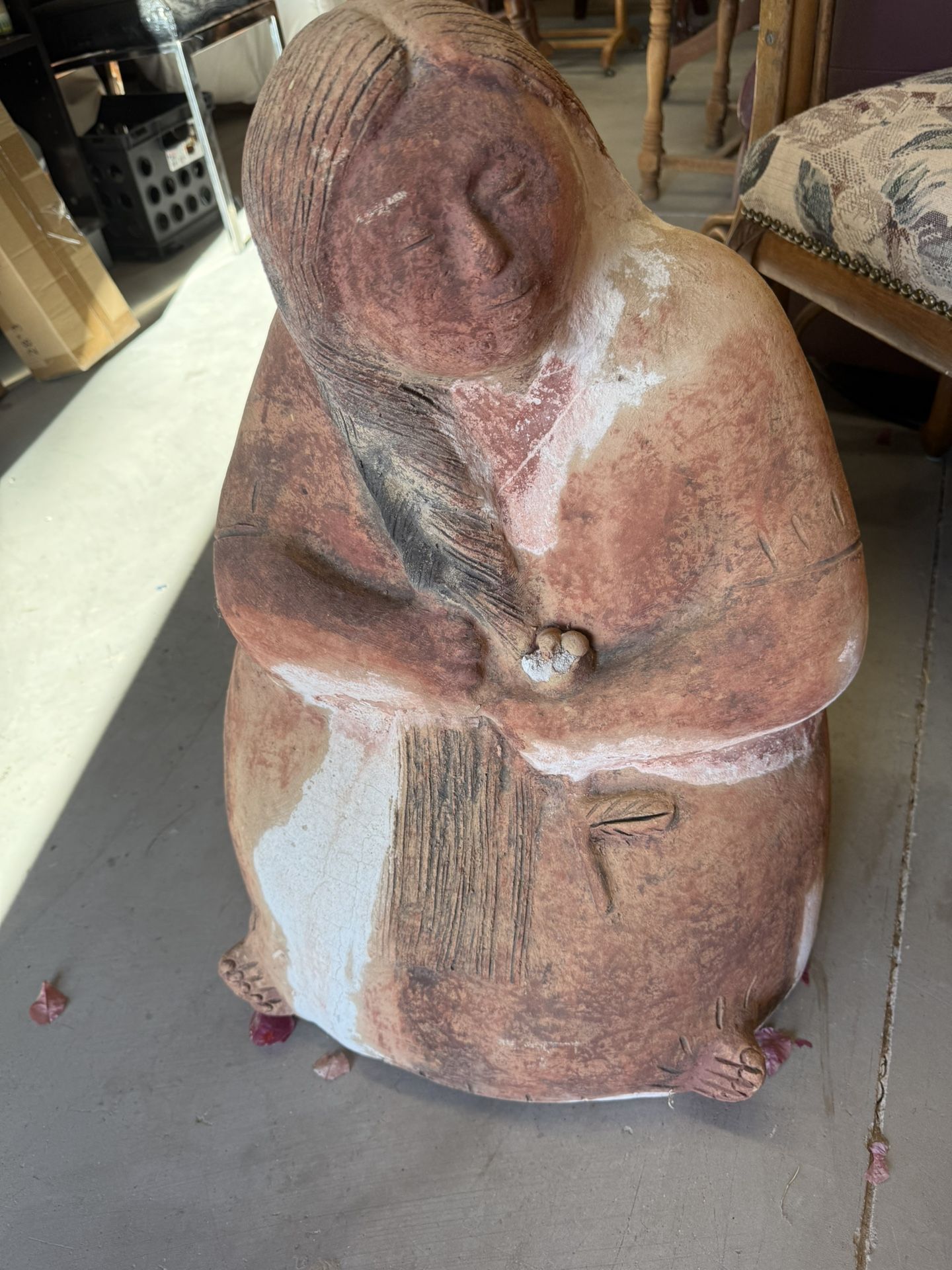 Vintage Xtra Large Mexican Pottery Gorda Folk Art Woman