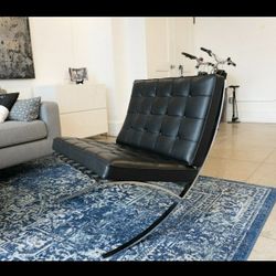 High Quality Barcelona Style Chair & Ottoman - Real Leather -  Excellent Condition 