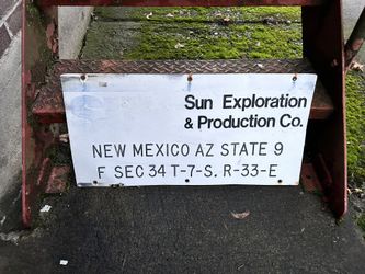 Vintage porcelain sign sun exploration Oil, New Mexico, Arizona