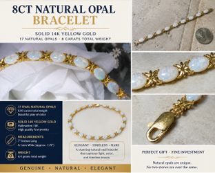 10k yellow gold Opal Stone Tennis Bracelet