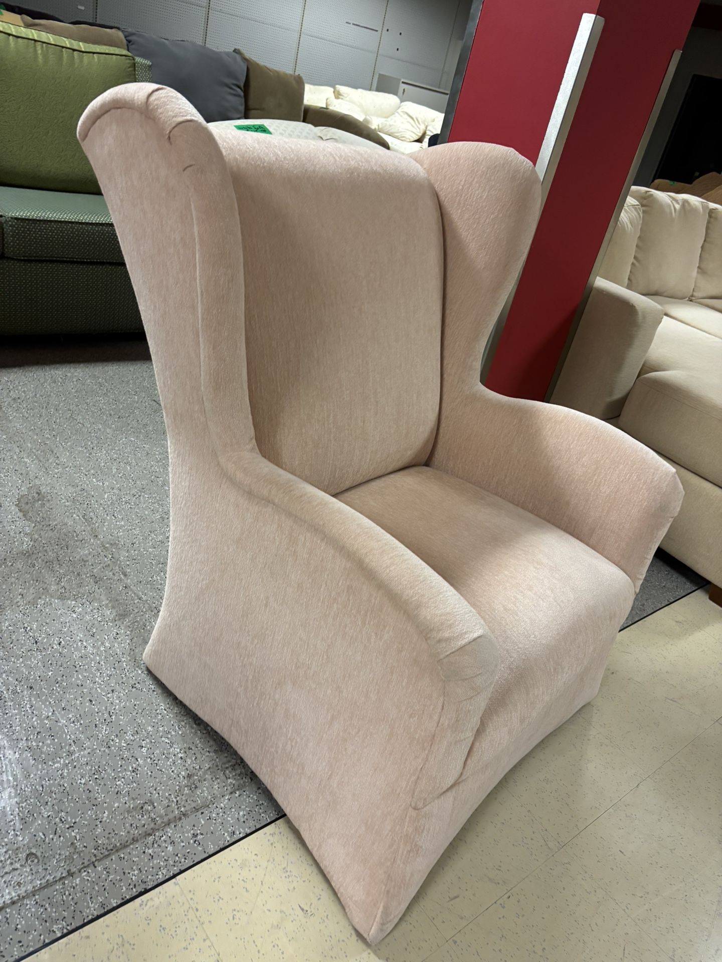 Light Pink Wingback-Style Chair – Soft & Elegant